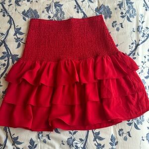 Red mini ruffled Amanda Uprichard skirt in perfect condition
